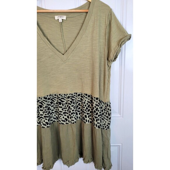 Umgee Top Tunic Short Sleeve Linen Blend Animal Print - Picture 3 of 7